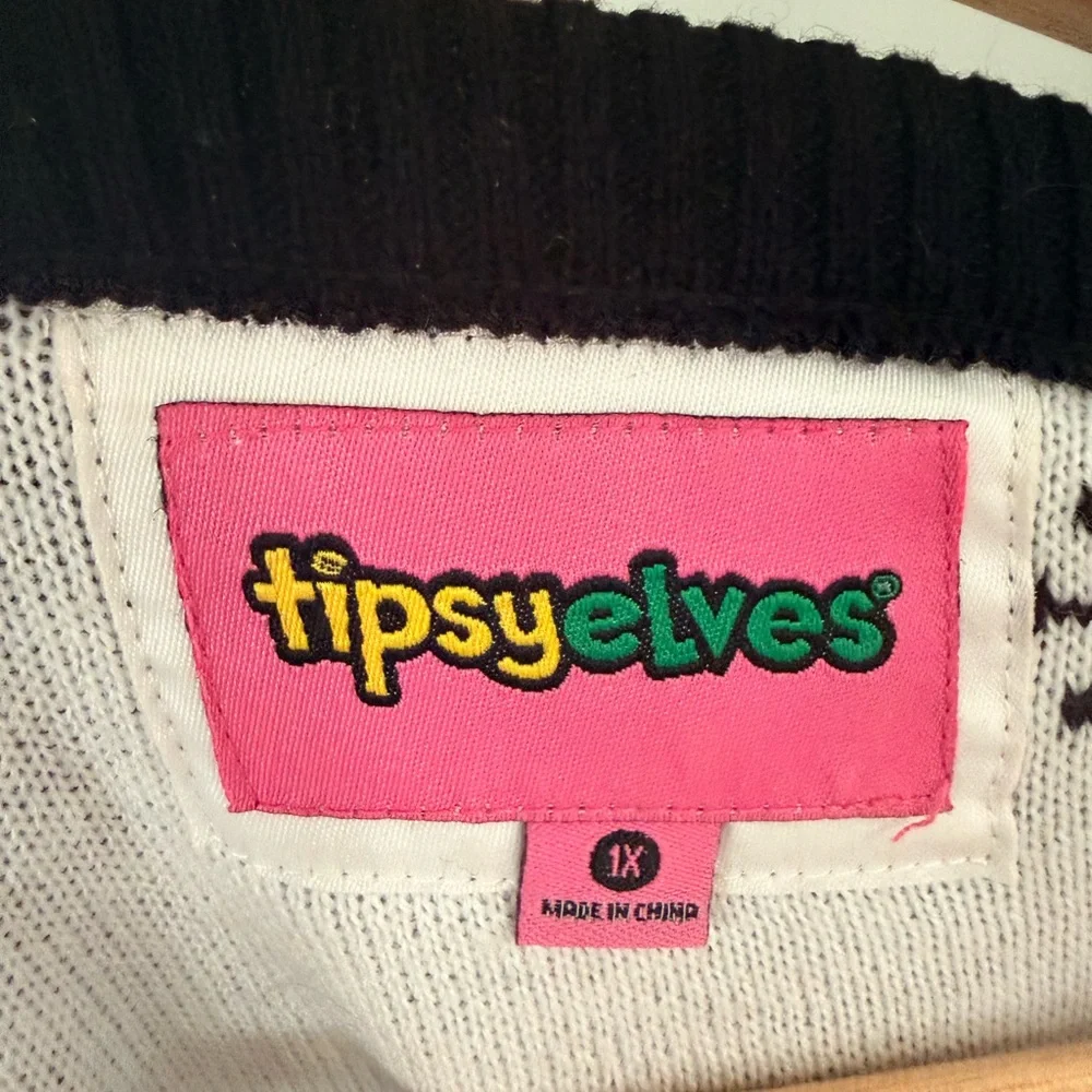 Tipsy Elves Black Sweater with Colorful Lights - Picture 2 of 5